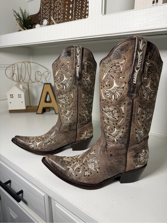 Gypsy Girl Shoes - Gypsy Girl Womens 7 Brown Embroidered Cowboy Boots Snip Toe Western Leather